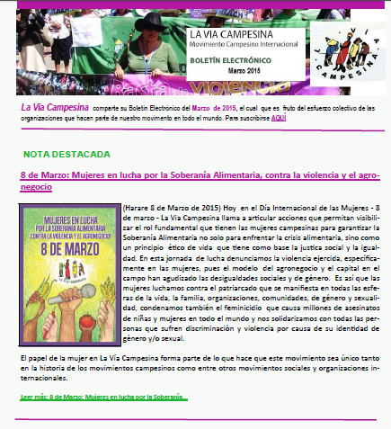 La Vía Campesina – Boletín Electrónico Marzo 2015